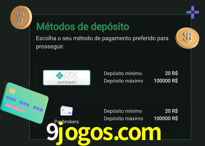 O cassino 9jogos.com oferece uma grande variedade de métodos de pagamento